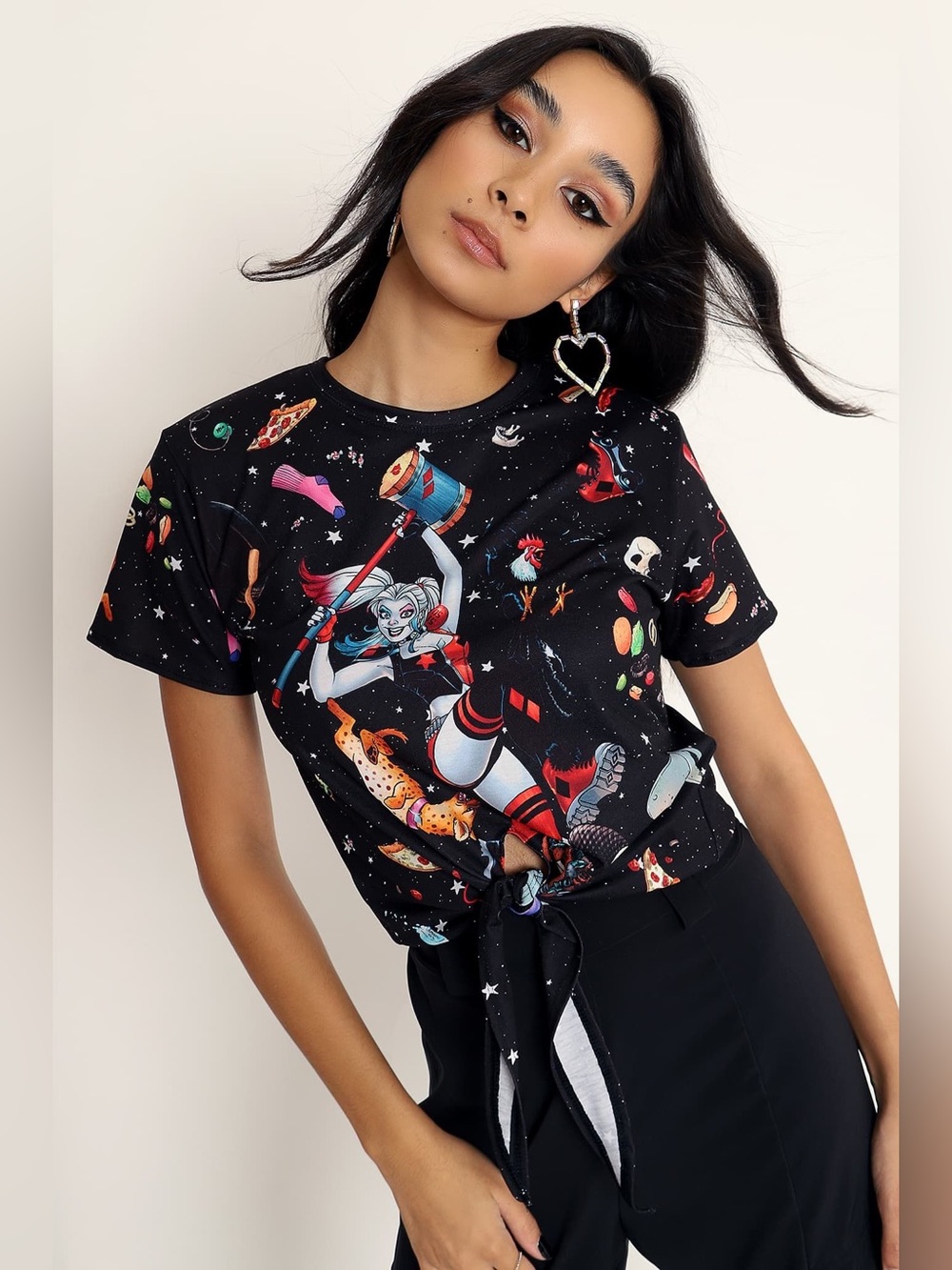 RARE- BlackMilk Harley In Space Tie Front Tee NWOT